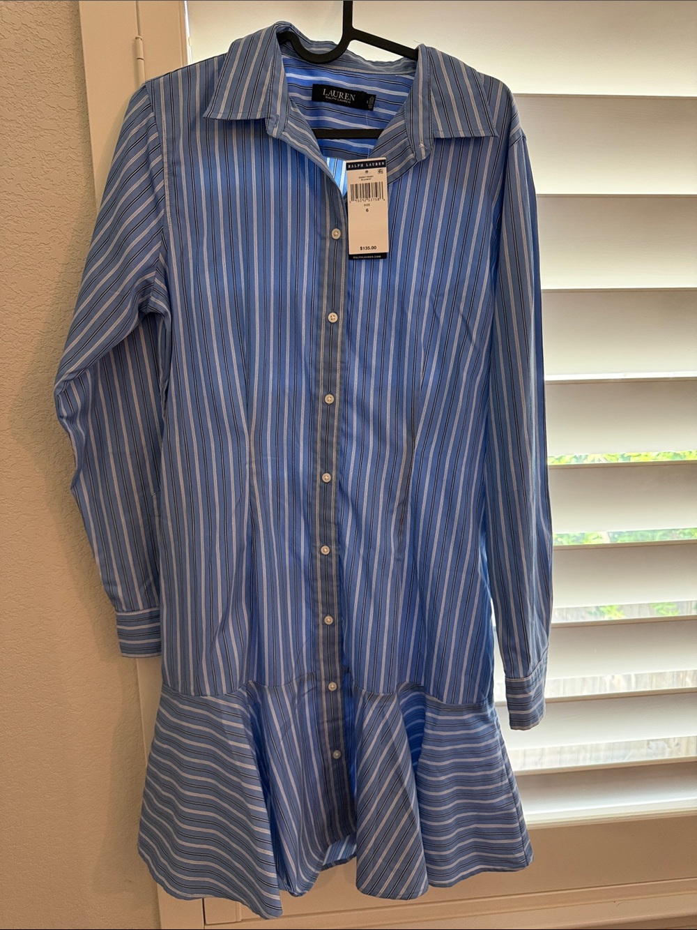 Lauren Ralph Lauren NWT Blue& White Striped Button Dress
